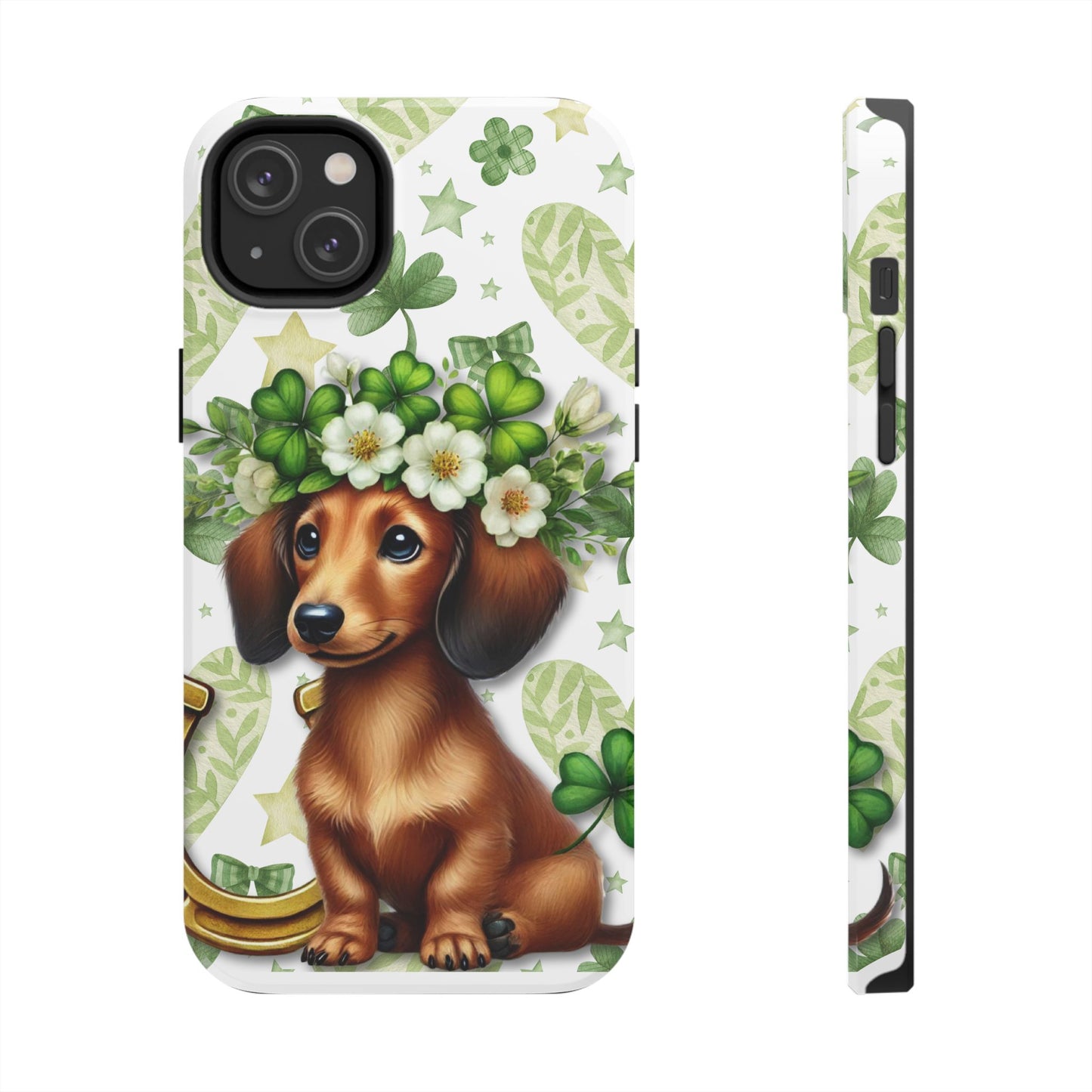 St Patricks Cute Dachshund Phone Case Dog Lover Gift Tough Phone Cover Patty