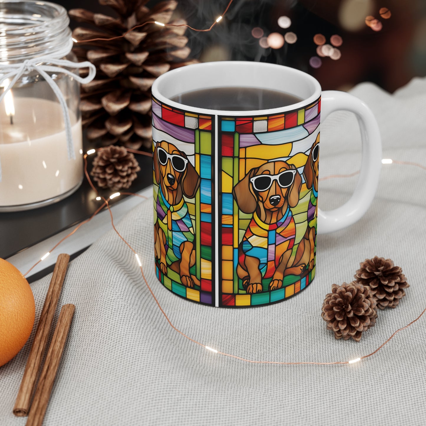 Colorful Dachshund Mug, Cute Dog Lover Gift, Fun Coffee Cup, Pet Owner Decor, Animal Lover's Treat