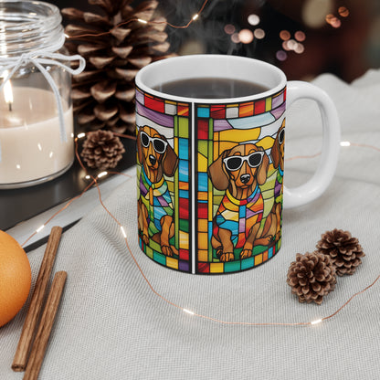 Colorful Dachshund Mug, Cute Dog Lover Gift, Fun Coffee Cup, Pet Owner Decor, Animal Lover's Treat
