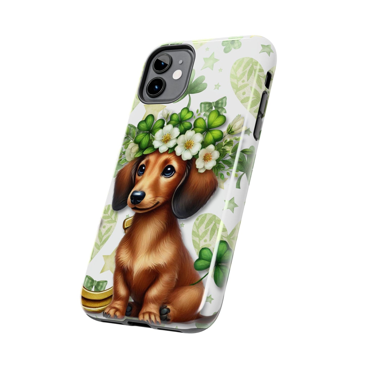 St Patricks Cute Dachshund Phone Case Dog Lover Gift Tough Phone Cover Patty