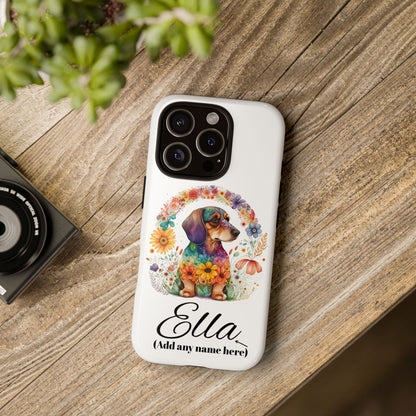 Personalized Dachshund Case for Pet Lovers Floral Phone Case Custom Name Phone