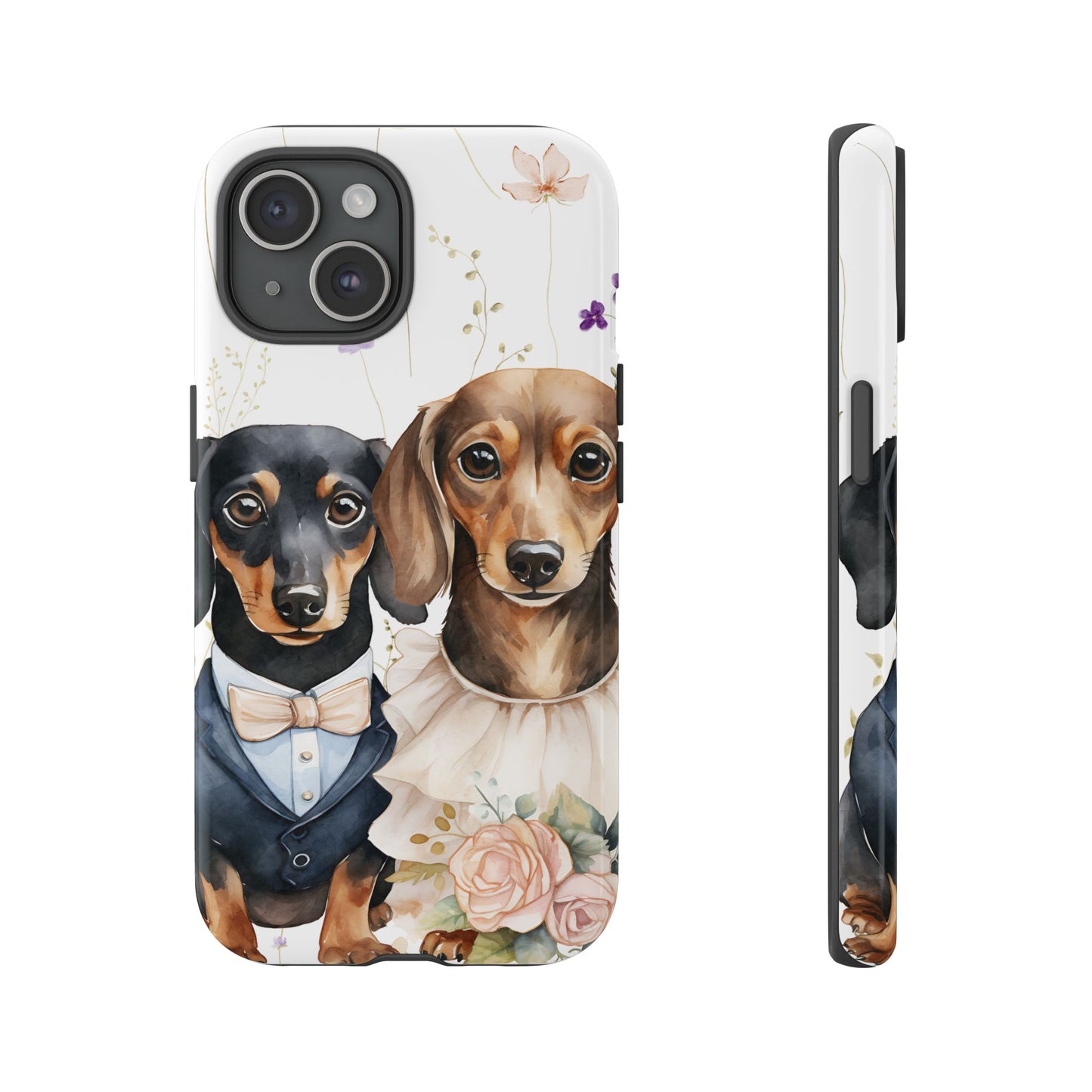 Wedding Dachshund Dog Phone Case - Bridal Gift Flower Girl Apple Pixel Galaxy