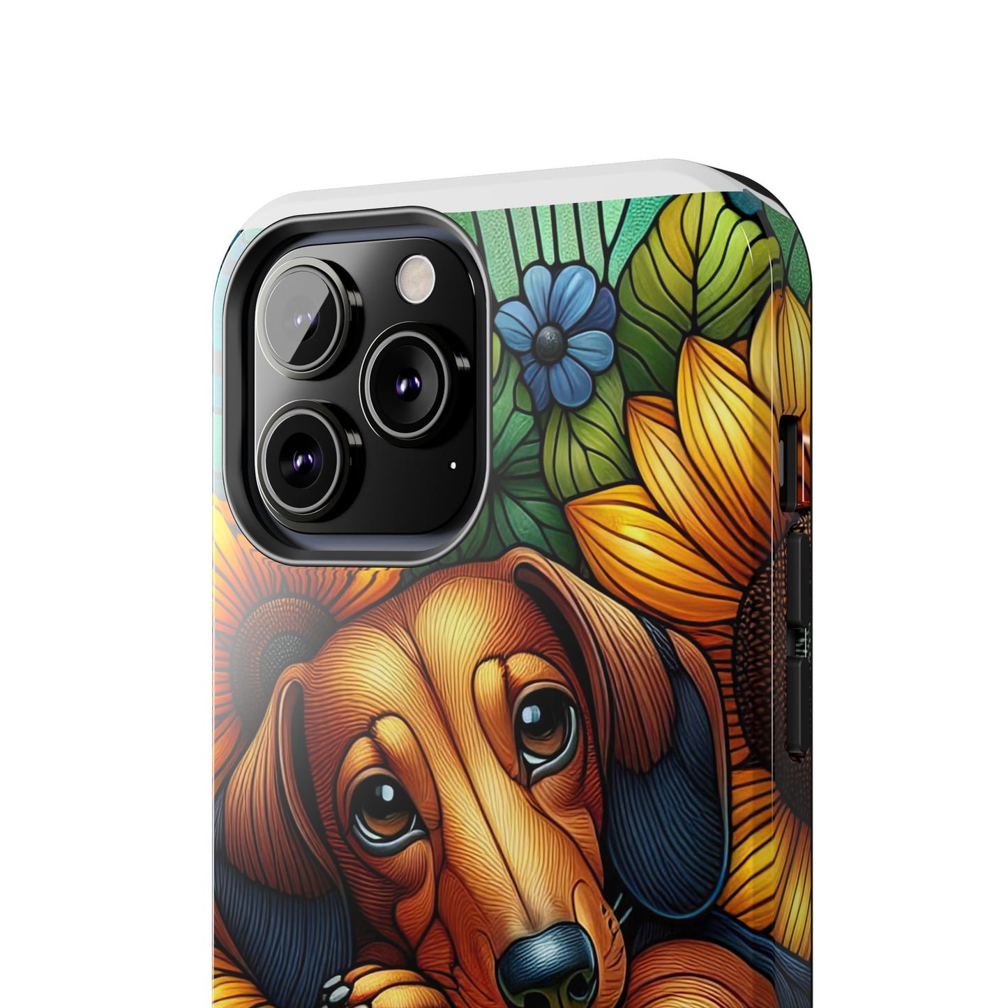 Cute Dachshund Phone Case Dog Lover Gift Tough Phone Cover Doxie Stained Glass