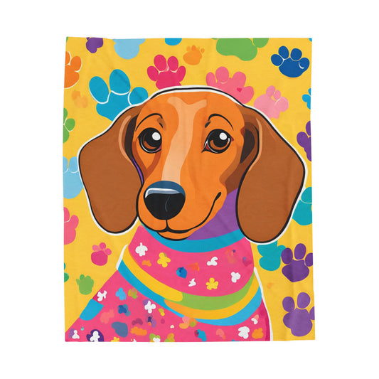 Vibrant Dachshund Blanket, Cozy Throw, Dog Lover Gift, Animal Print Bedding, Weiner Dog