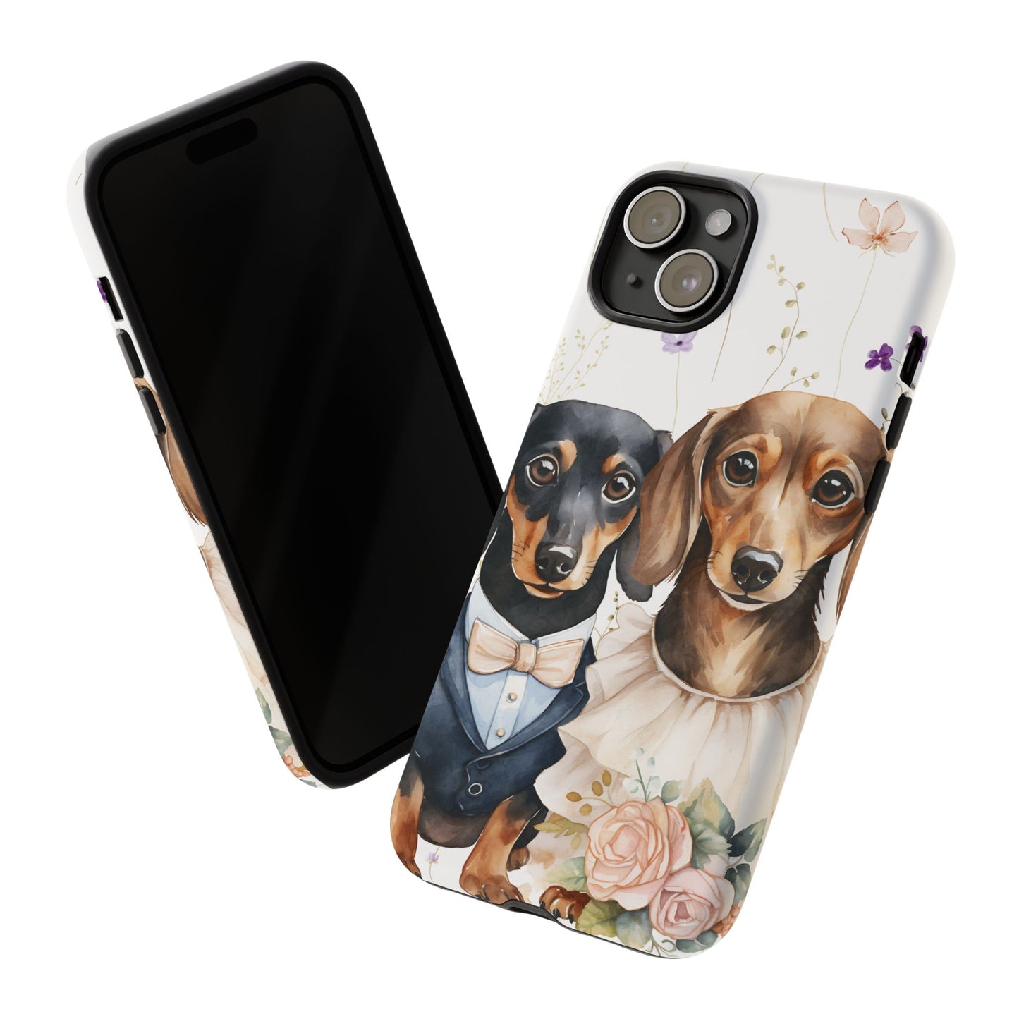 Wedding Dachshund Dog Phone Case - Bridal Gift Flower Girl Apple Pixel Galaxy
