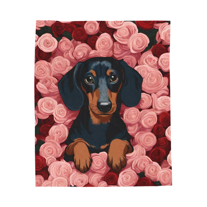 Black and Tan Dachshund Weiner Dog Velveteen Plush Cozy Throw Blanket Valentines