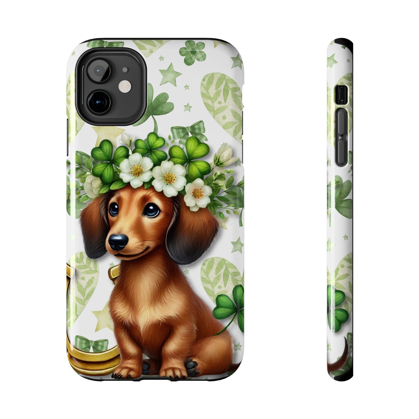 St Patricks Cute Dachshund Phone Case Dog Lover Gift Tough Phone Cover Patty