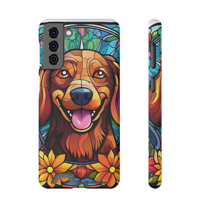 Stained Glass Dachshund Phone Case, Trendy Wallet Case for Dog Lovers, Cute Card Holder Cover