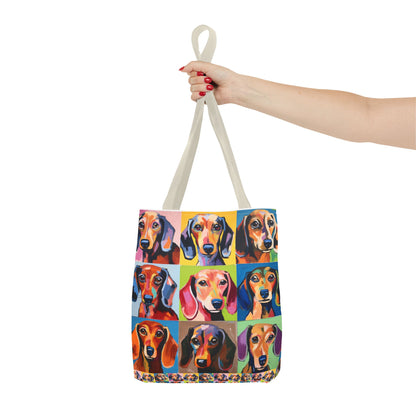 Colorful Dachshund Tote Bag Bright and Cheerful Brown Dapple Weiner