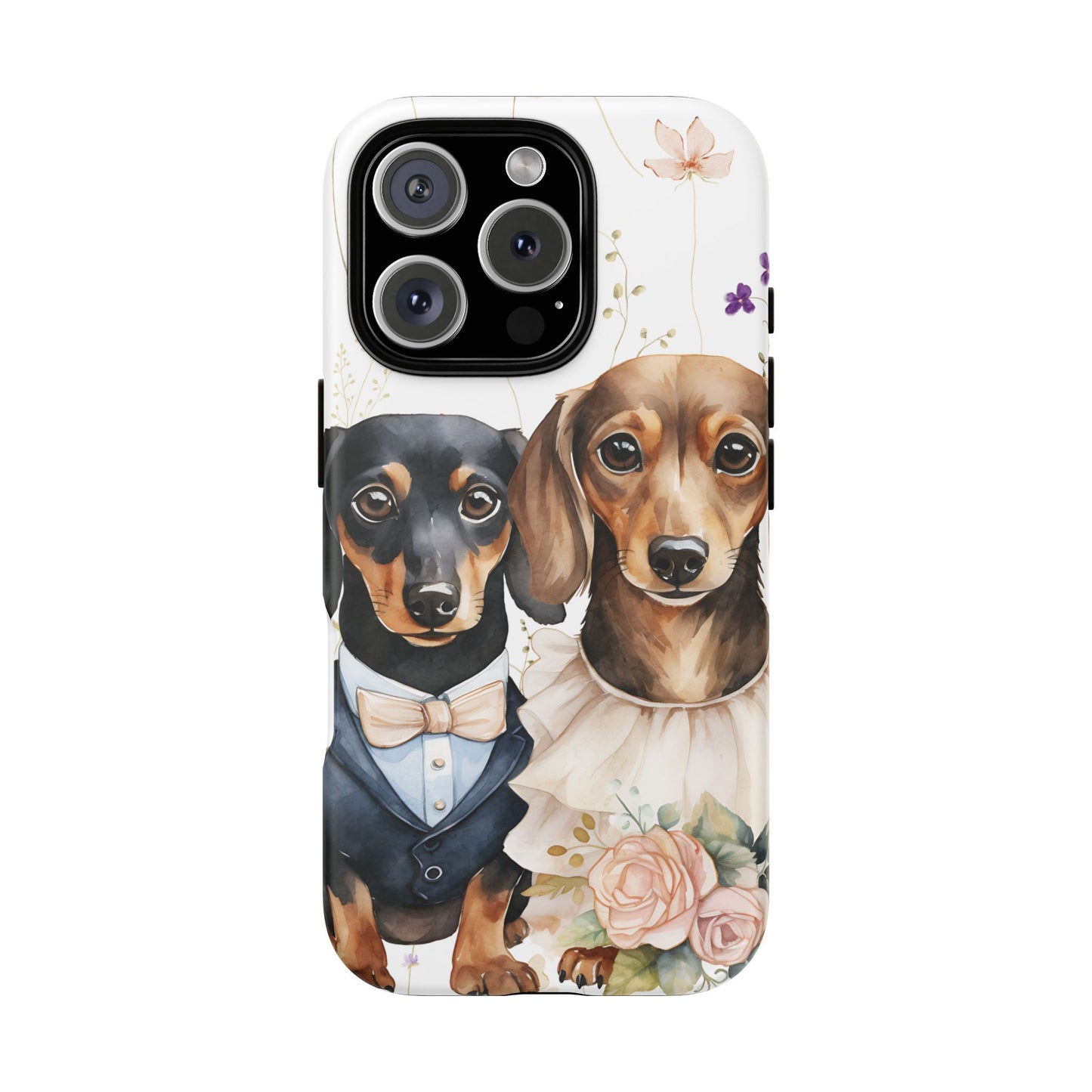 Wedding Dachshund Dog Phone Case - Bridal Gift Flower Girl Apple Pixel Galaxy