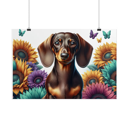 Floral Dachshund Rolled Posters