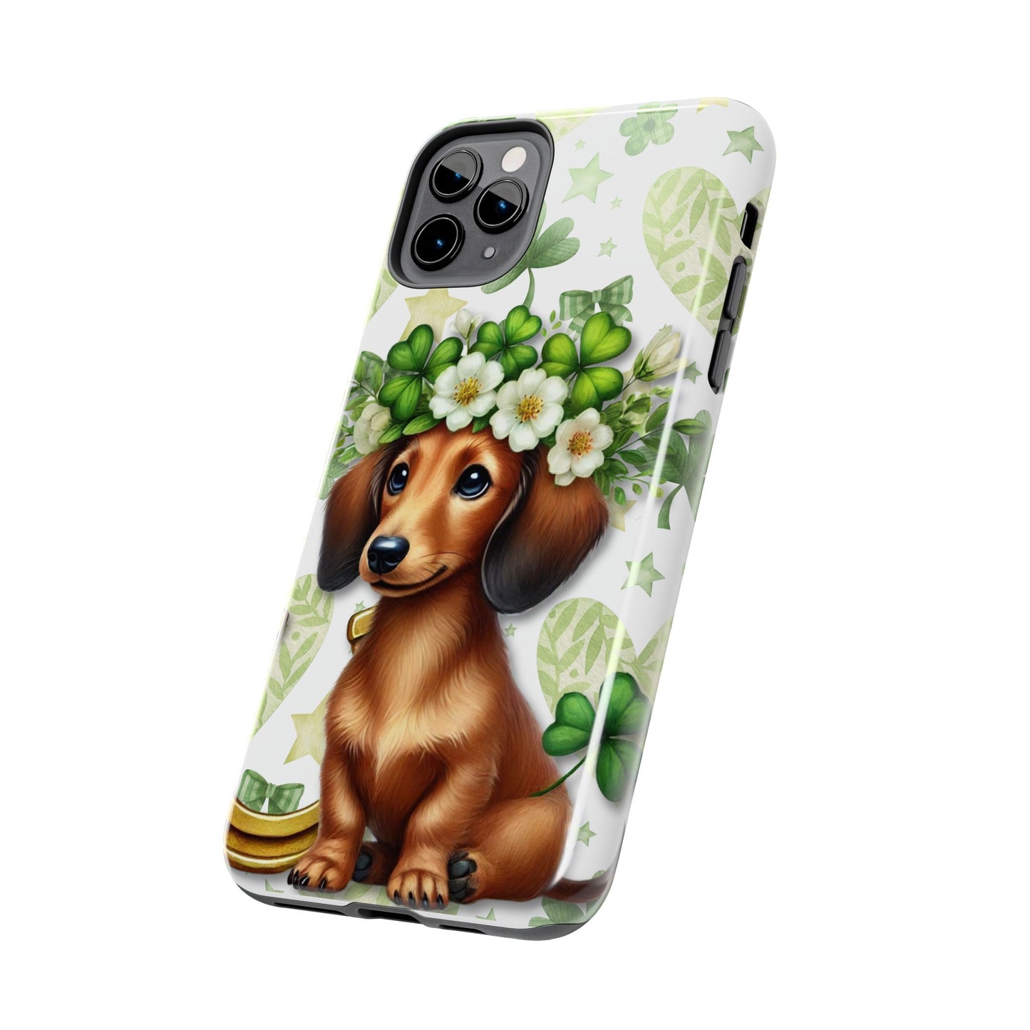 St Patricks Cute Dachshund Phone Case Dog Lover Gift Tough Phone Cover Patty