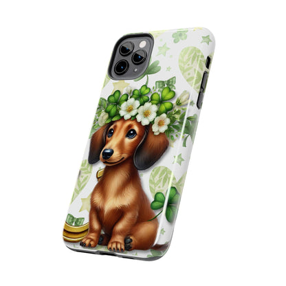 St Patricks Cute Dachshund Phone Case Dog Lover Gift Tough Phone Cover Patty