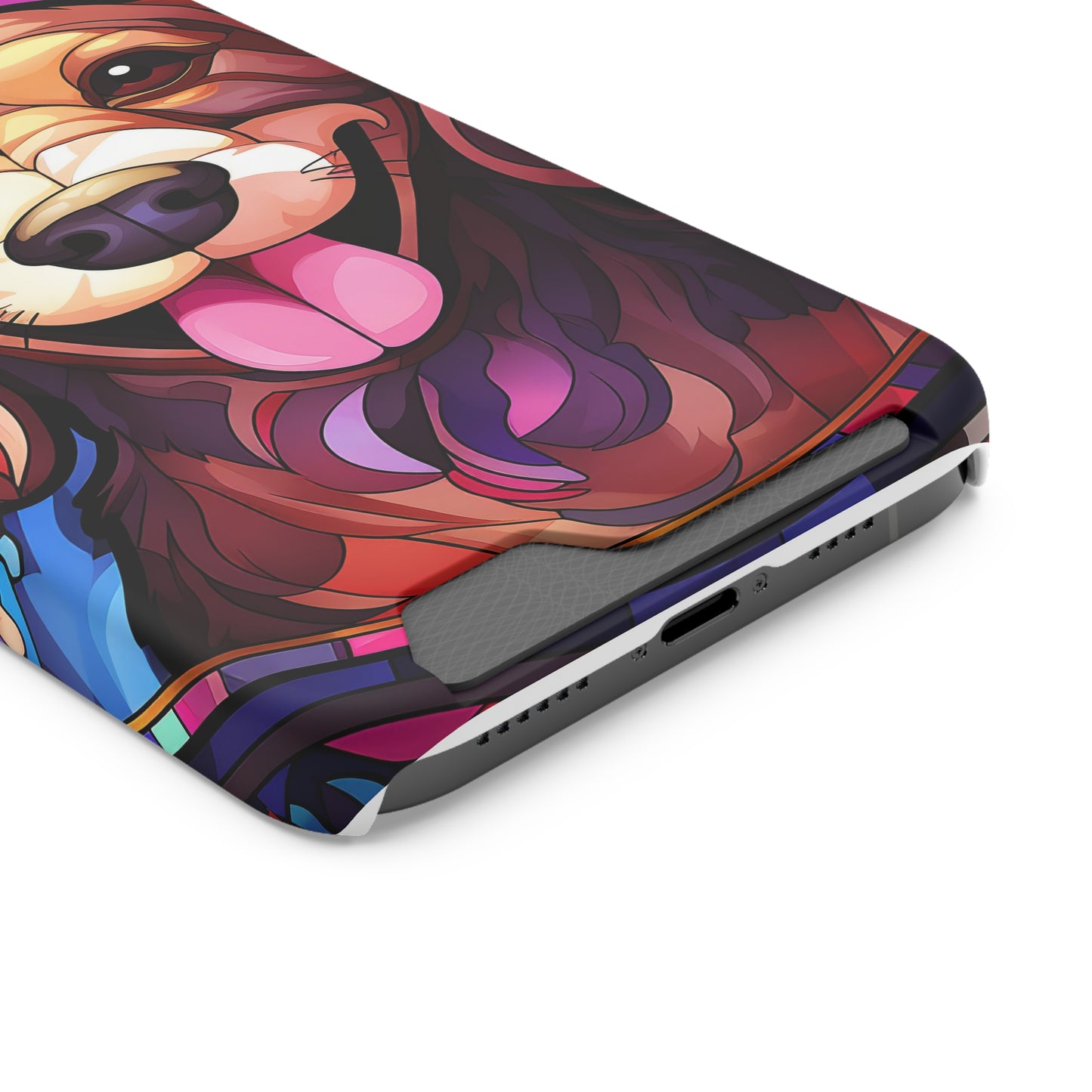 Stained Glass Dachshund Phone Case, Trendy Wallet Case for Dog Lovers, Cute Card Holder Cover