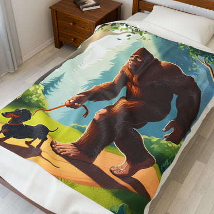 Big Foot and Dachshund Blanket, Cozy Throw, Dog Lover Gift, Animal Print Bedding, Weiner Dog