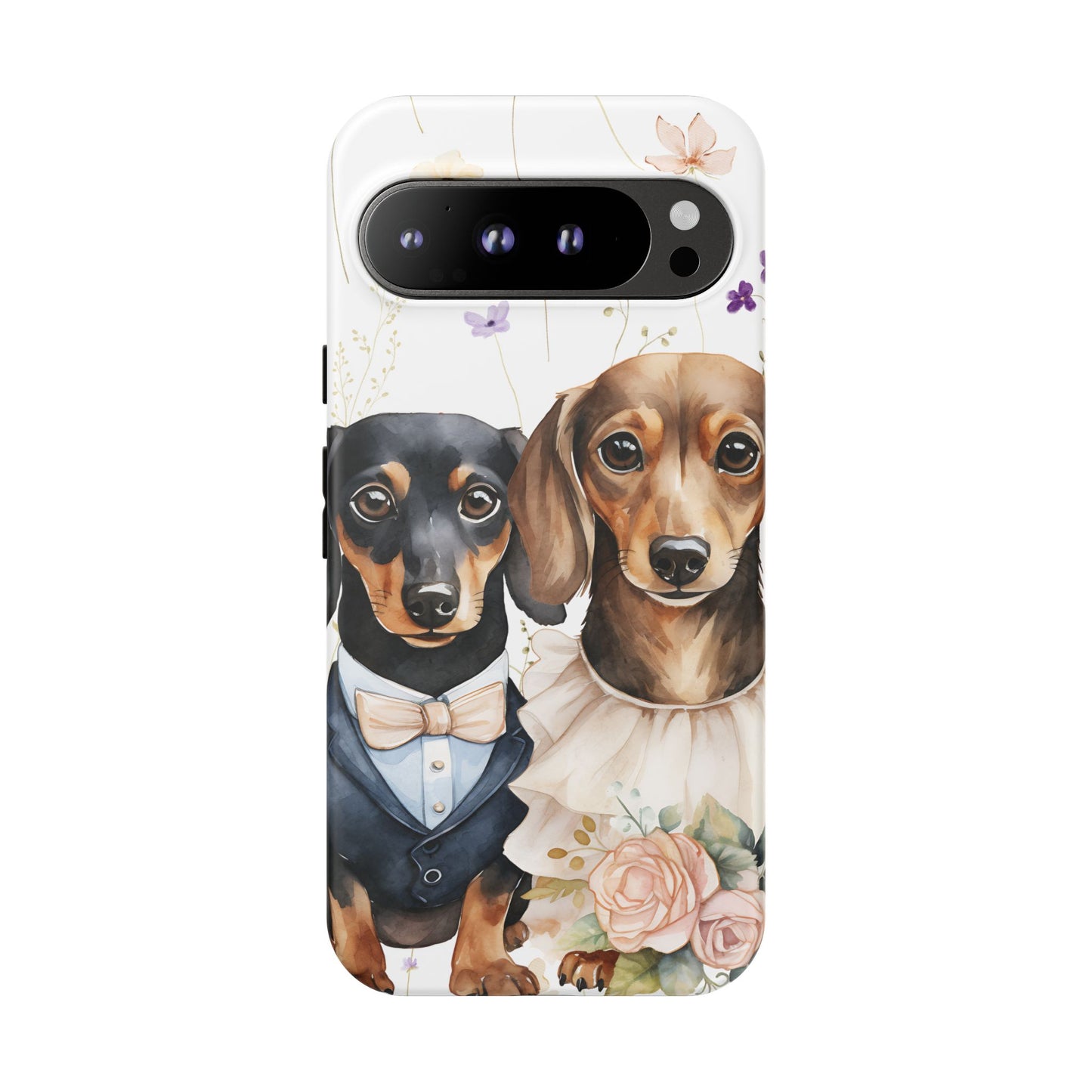 Wedding Dachshund Dog Phone Case - Bridal Gift Flower Girl Apple Pixel Galaxy