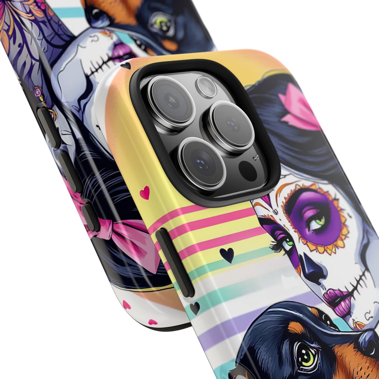 Cute Dachshund Phone Case Dog Lover Gift Tough Phone Cover Doxie Skull