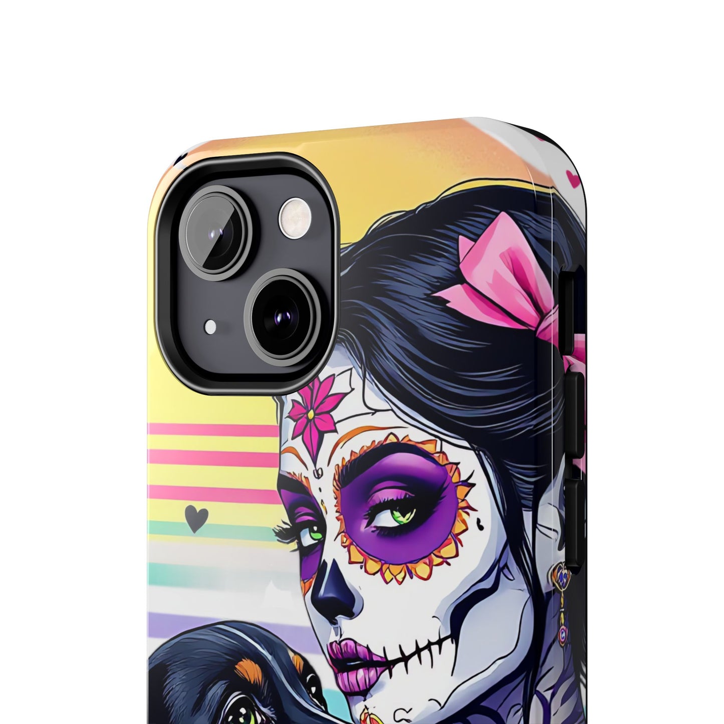 Cute Dachshund Phone Case Dog Lover Gift Tough Phone Cover Doxie Skull