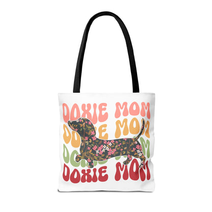 Black and Tan Dachshund Puppy Tote Bag Bright and Cheerful Weiner Doxie Patterned
