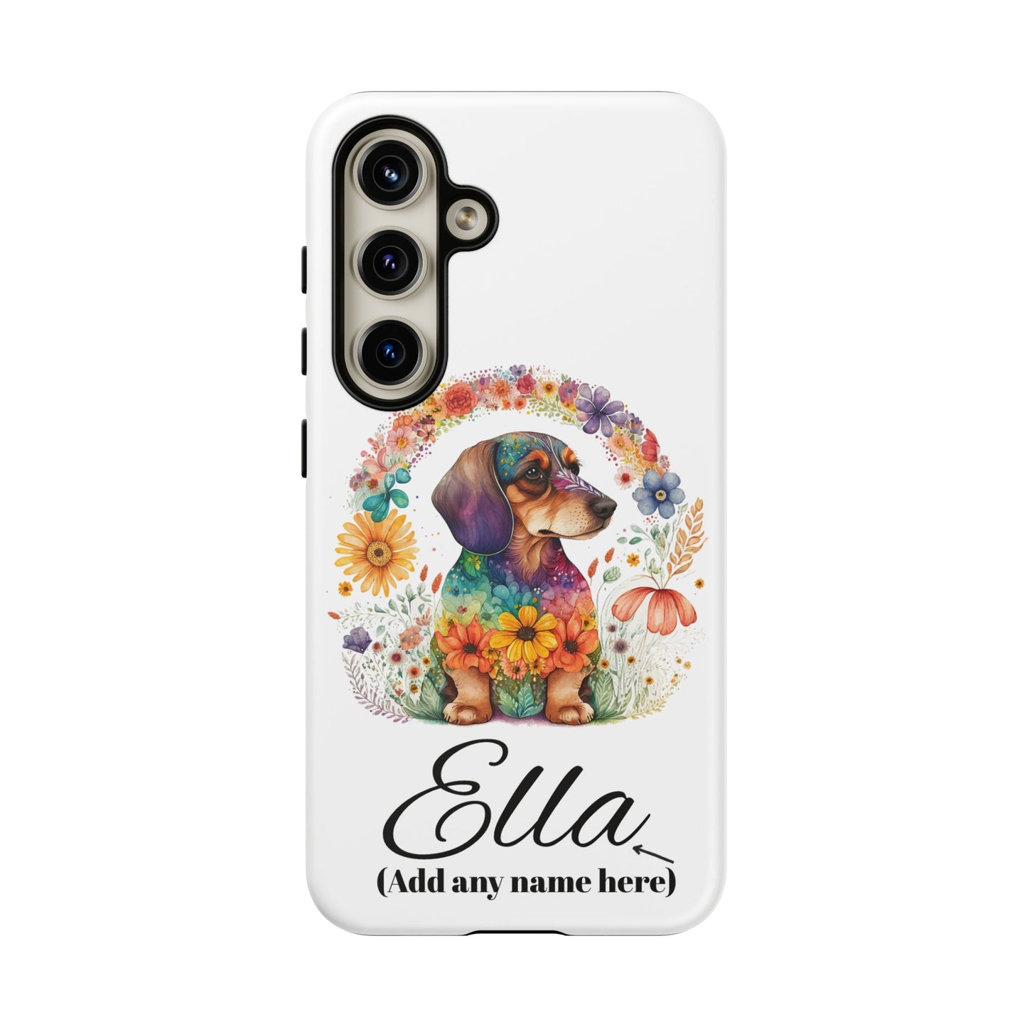 Personalized Dachshund Case for Pet Lovers Floral Phone Case Custom Name Phone