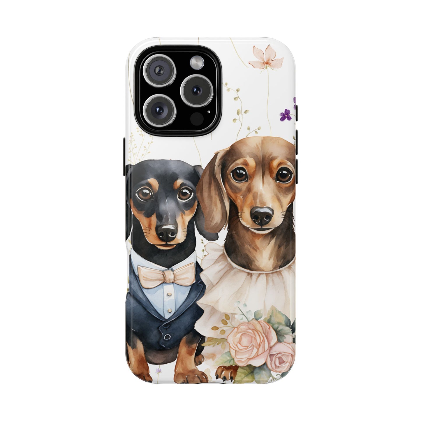 Wedding Dachshund Dog Phone Case - Bridal Gift Flower Girl Apple Pixel Galaxy