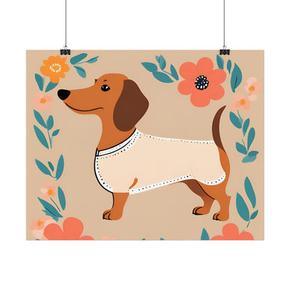 Sophisticated Dachshund Poster Dog Wall Art Animal Lover Game Room Decoration Weiner Dog Horizontal