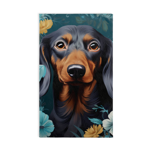 Dachshund Hand Towel, Cute Pet Bathroom Decor, Weiner Dog Tea Towel, Animal Lover Gift, Kitchen Dish Cloth