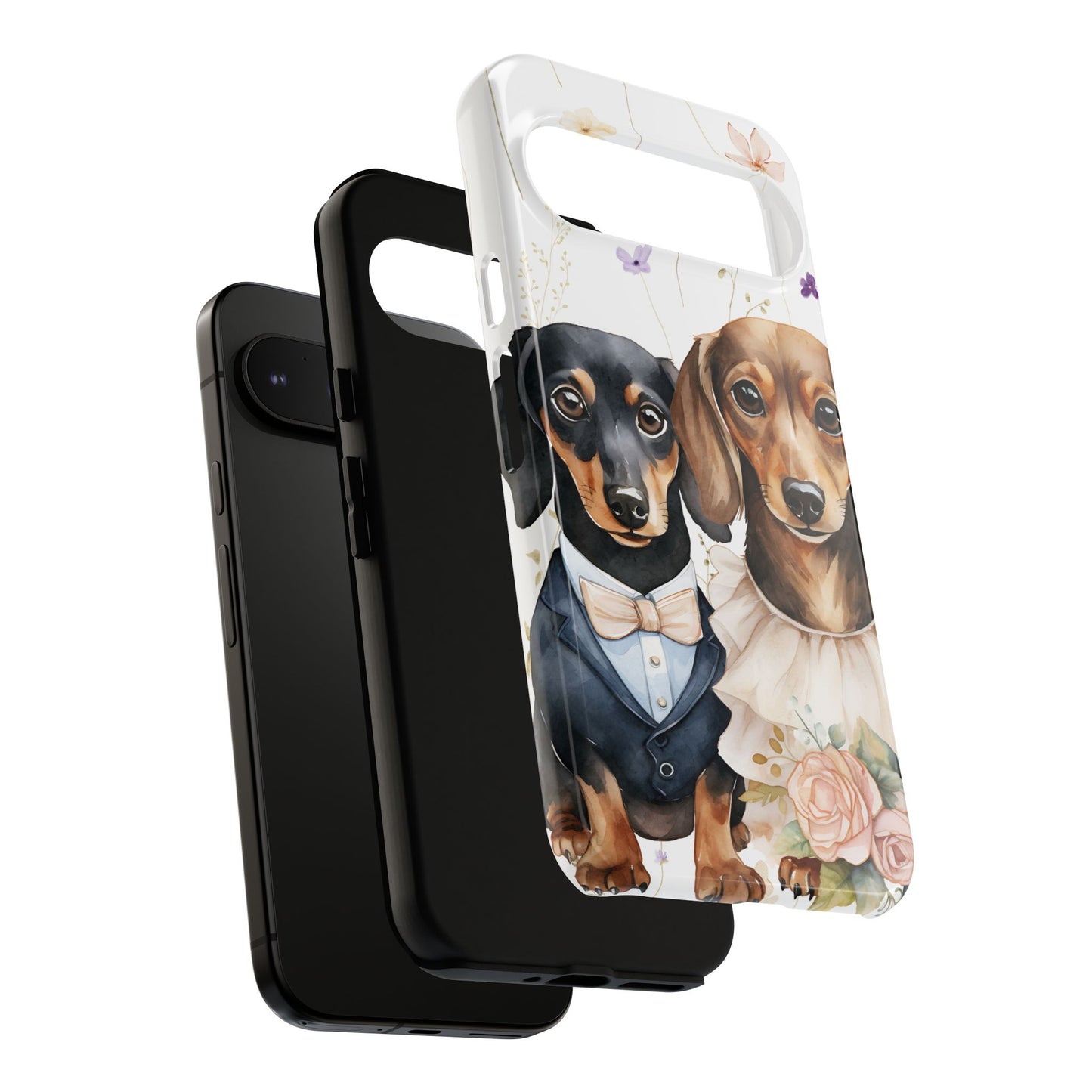 Wedding Dachshund Dog Phone Case - Bridal Gift Flower Girl Apple Pixel Galaxy