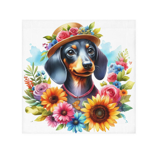 Floral Dachshund Face Towel, Dog Lover Gift, Pet Accessory, Bathroom Décor,