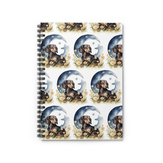 Moonlight Patterned Dachshund Spiral Notebook Pet Journal, Dog Lover Gift