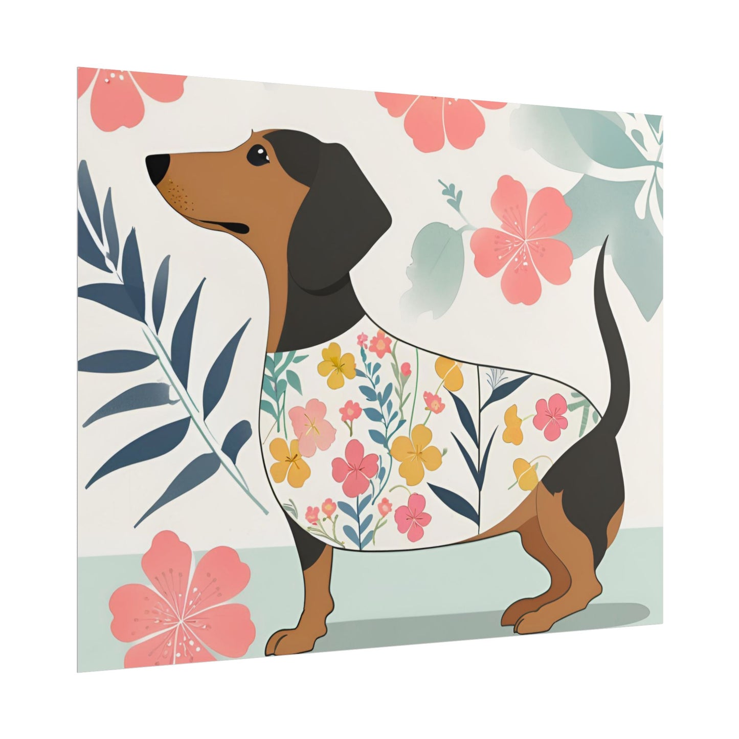 Sophisticated Dachshund Poster Dog Wall Art Animal Lover Game Room Decoration Weiner Dog Horizontal
