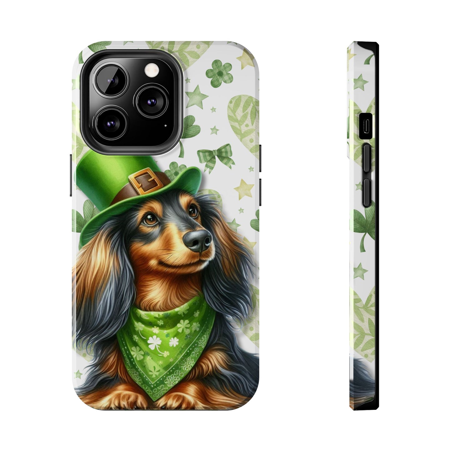 St Patricks Cute Dachshund Phone Case Dog Lover Gift Tough Phone Cover Patty