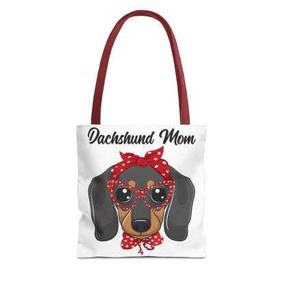 Retro Mom Black and Tan Dachshund Puppy Tote Bag Bright and Cheerful Weiner Doxie