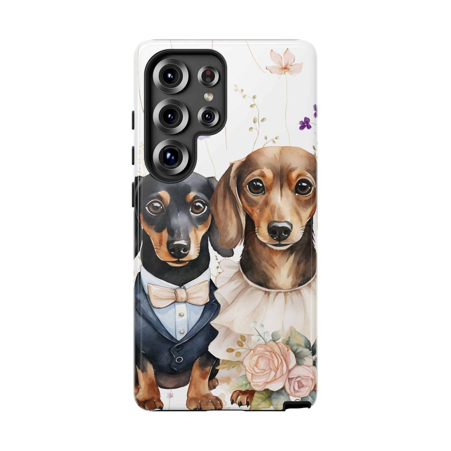 Wedding Dachshund Dog Phone Case - Bridal Gift Flower Girl Apple Pixel Galaxy