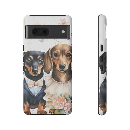 Wedding Dachshund Dog Phone Case - Bridal Gift Flower Girl Apple Pixel Galaxy