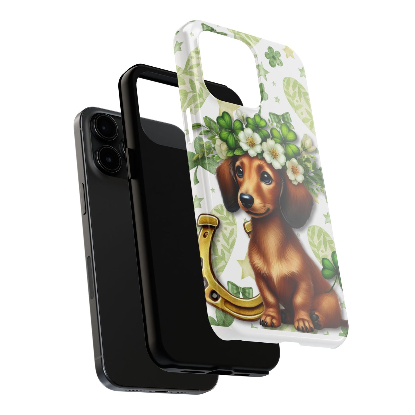 St Patricks Cute Dachshund Phone Case Dog Lover Gift Tough Phone Cover Patty