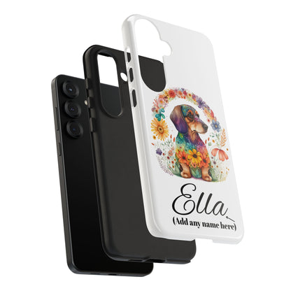Personalized Dachshund Case for Pet Lovers Floral Phone Case Custom Name Phone
