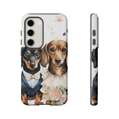 Wedding Dachshund Dog Phone Case - Bridal Gift Flower Girl Apple Pixel Galaxy
