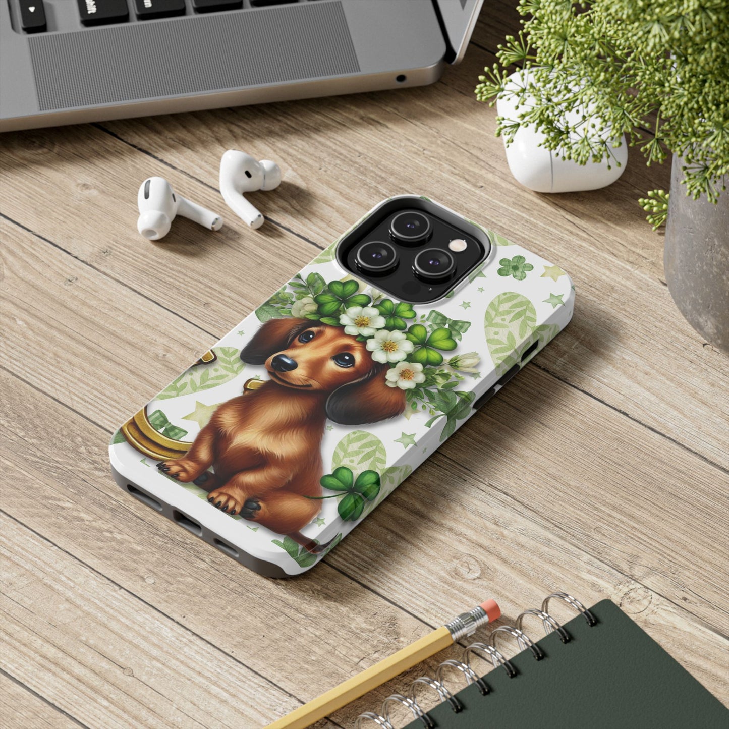 St Patricks Cute Dachshund Phone Case Dog Lover Gift Tough Phone Cover Patty