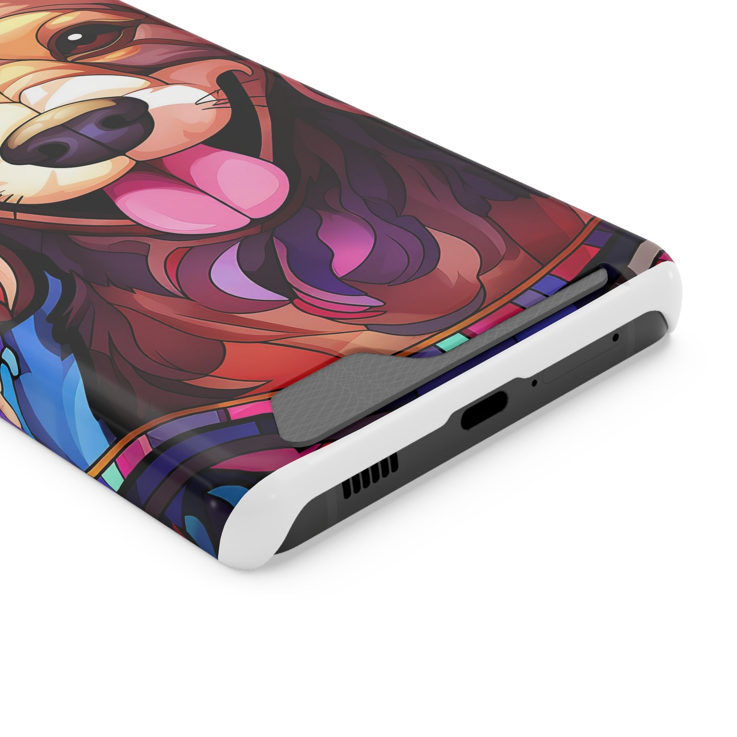Stained Glass Dachshund Phone Case, Trendy Wallet Case for Dog Lovers, Cute Card Holder Cover