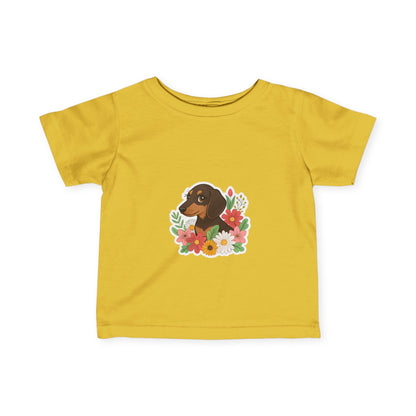 Floral Dachshund Infant Tee, Toddler T-Shirt, Cute Baby Shirt, Dog Lover Gift,