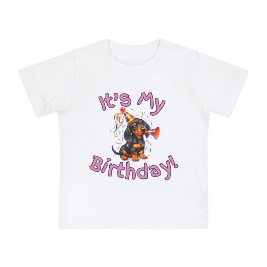 Birthday Puppy Baby T-Shirt, Cute Dog Party Tee Toddler Birthday Outfit Dachshund