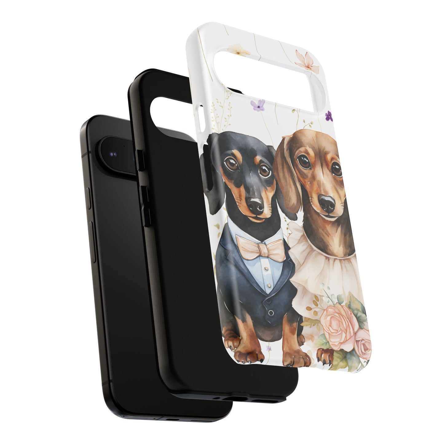 Wedding Dachshund Dog Phone Case - Bridal Gift Flower Girl Apple Pixel Galaxy