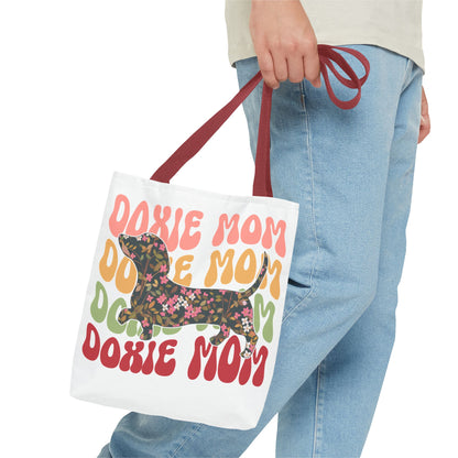 Black and Tan Dachshund Puppy Tote Bag Bright and Cheerful Weiner Doxie Patterned