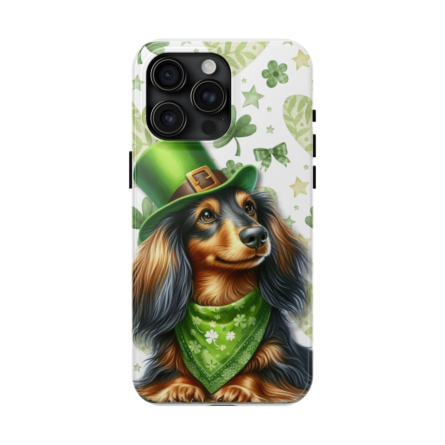 St Patricks Cute Dachshund Phone Case Dog Lover Gift Tough Phone Cover Patty