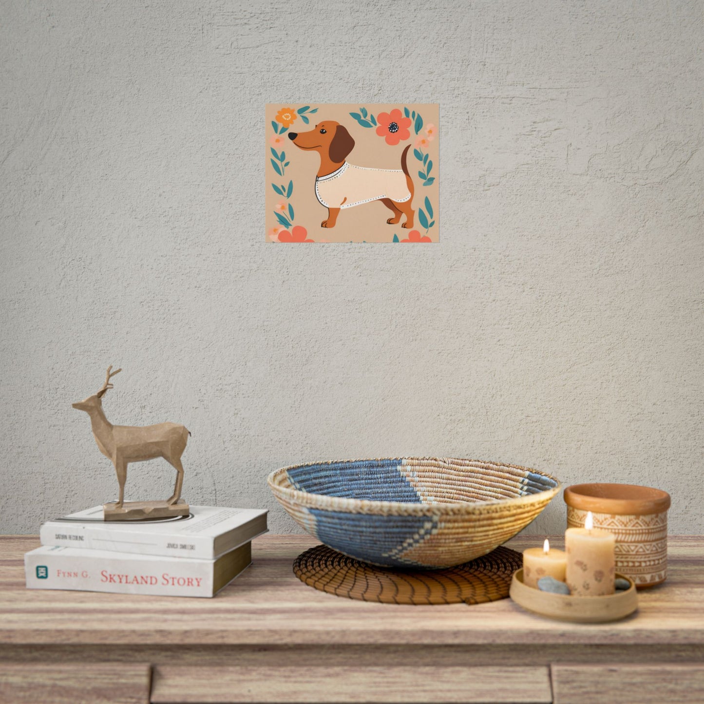 Sophisticated Dachshund Poster Dog Wall Art Animal Lover Game Room Decoration Weiner Dog Horizontal