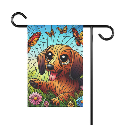 Spring Garden Flag Cute Dog Banner Easter Seasonal Home Decor Dachshund