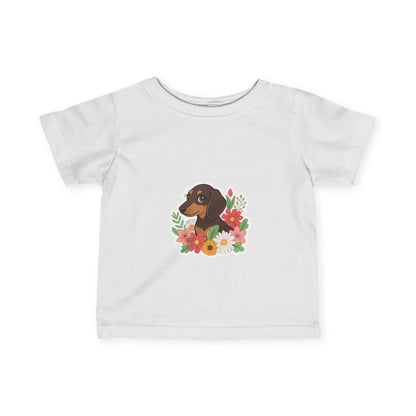 Floral Dachshund Infant Tee, Toddler T-Shirt, Cute Baby Shirt, Dog Lover Gift,