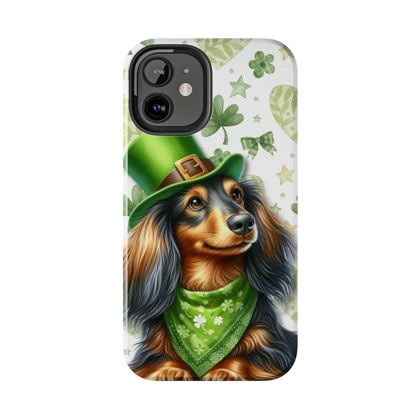 St Patricks Cute Dachshund Phone Case Dog Lover Gift Tough Phone Cover Patty