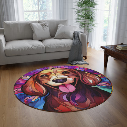 Dachshund Print Round Rug, Home Decor, Living Room Rug, Dorm Room Rug, Dog Lover Gift, Vibrant Floor Mat